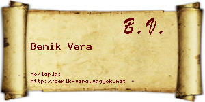 Benik Vera névjegykártya